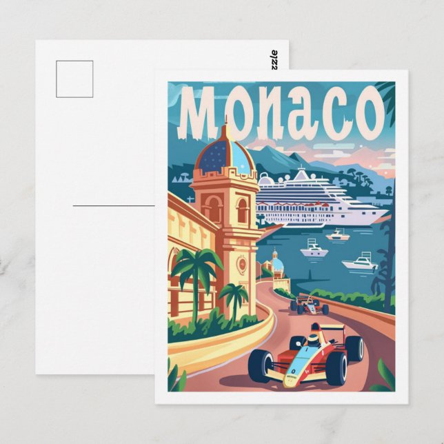 Monaco Circuit Vintag Berühmter Reiseort Postkarte (Vorne/Hinten)
