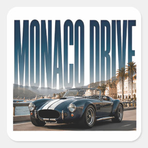 Monaco Drive Luxus-Küsten-Grafik Quadratischer Aufkleber