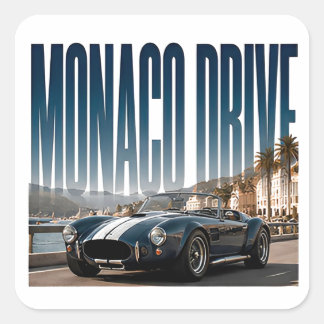 Monaco Drive Luxus-Küsten-Grafik Quadratischer Aufkleber
