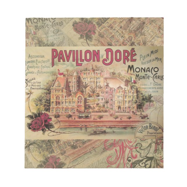 Monaco Extravagante Vintage Riviera Frankreich Notizblock (Vorderseite)