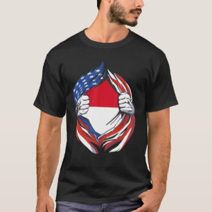 Monaco Flag Amerikanischer Stolz auf mein Monacan- T-Shirt