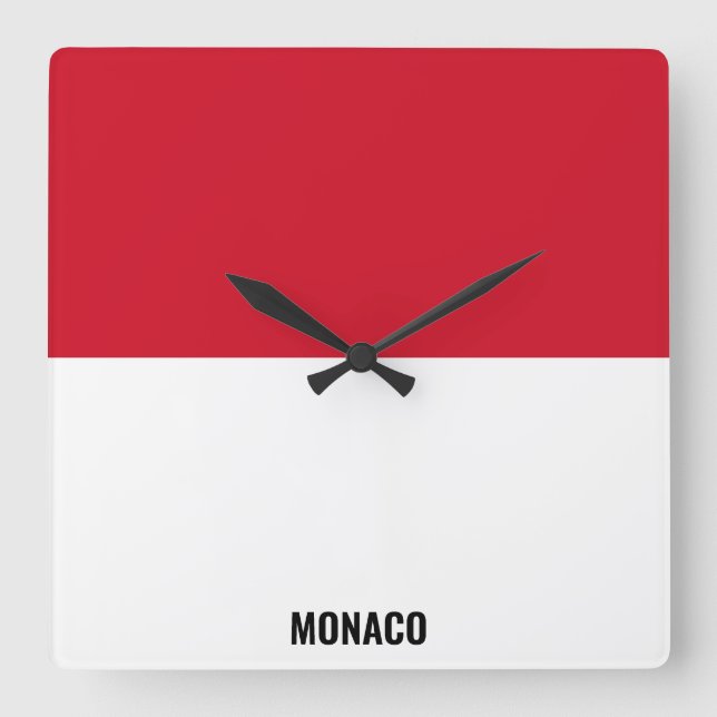 Monaco Flag Dazzling Patriotic Quadratische Wanduhr (Vorderseite)