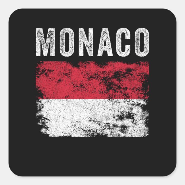 Monaco Flag erschüttert - Monacan-Flagge Quadratischer Aufkleber (Vorderseite)