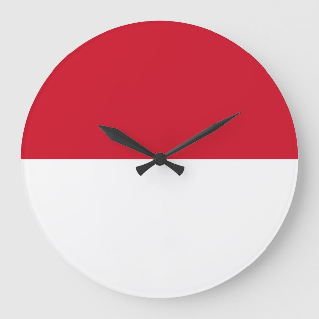 Monaco-Flagge Große Wanduhr (Vorderseite)