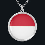 Monaco-Flagge Versilberte Kette<br><div class="desc">Patriotische Flagge von Monaco.</div>