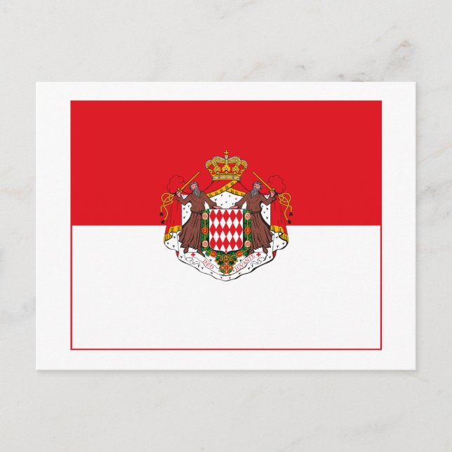 Monaco Flagge w COA (light) Postkarte (Vorderseite)