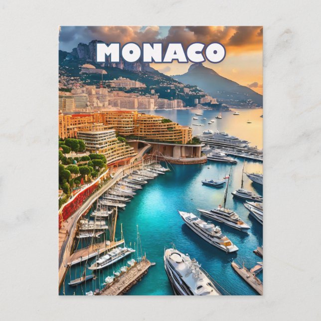 Monaco, glitzerndes Juwel an der Côte d'Azur Postkarte (Vorderseite)