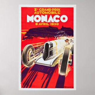 Monaco Grand Prix 1930 - Vintages Rennposter. Poster