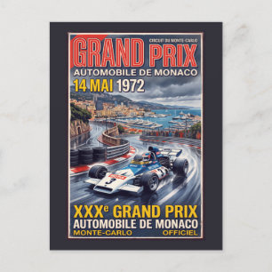Monaco Grand Prix Retro-Rennsport Postkarte