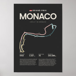Monaco Grand Prix Streckenkarte Poster