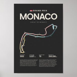 Monaco Grand Prix Streckenkarte Poster