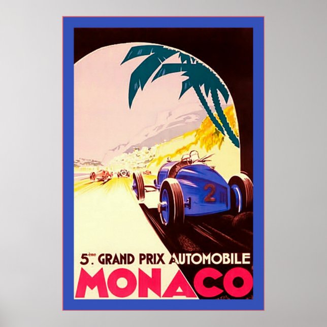 Monaco ~ Grand Prix ~Vintage Reise Poster (Vorne)