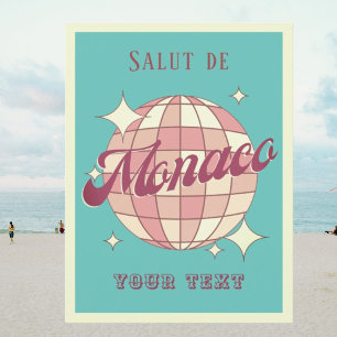 Monaco Gruß Retro Vintage Türkisblaue Postkarte