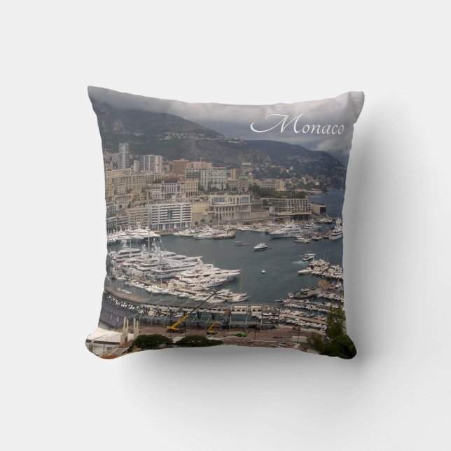 Monaco Hafen mit Luxus-Yachten Landschaft Kissen (Vorderseite)