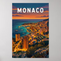 Monaco Illustration Reise Kunst Vintage