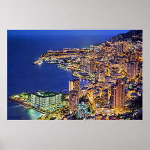 Monaco in der Nacht Poster