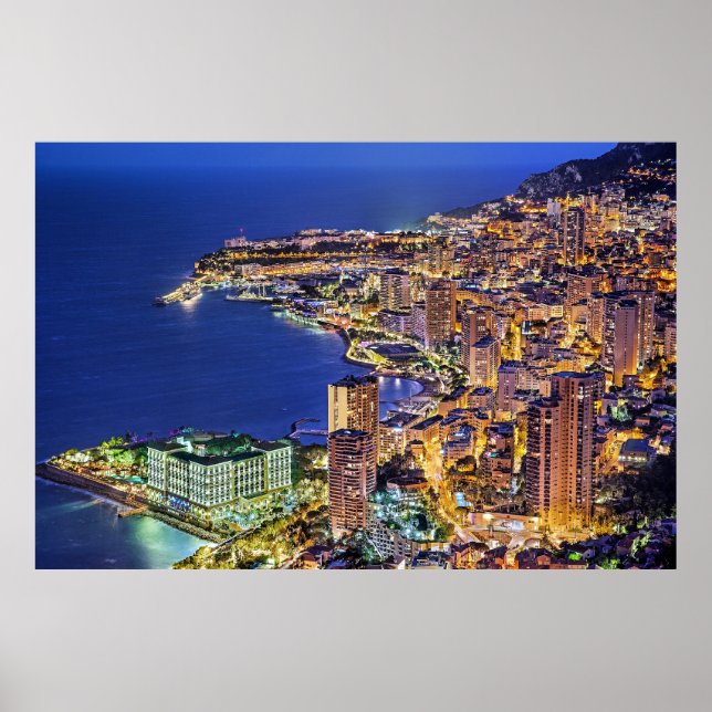 Monaco in der Nacht Poster (Vorne)