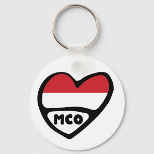 Monaco Ländercode Flag Herzklingeln, MCO Schlüsselanhänger