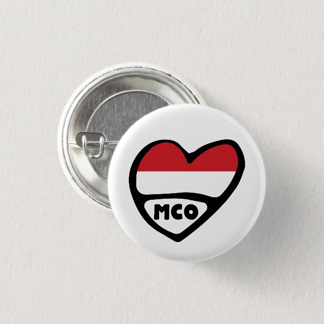 Monaco Ländercode Flag Herzstück Button Abzeichen, (Vorne & Hinten)