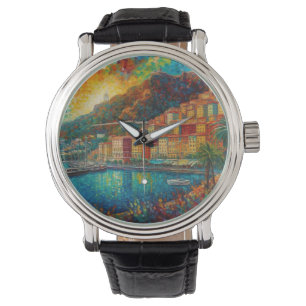 Monaco, Monte-Carlo Bay im Stil von van Gogh Armbanduhr