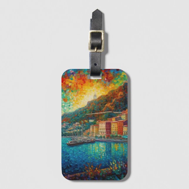 Monaco, Monte-Carlo Bay im Stil von van Gogh Gepäckanhänger (Vorderseite Vertikal)