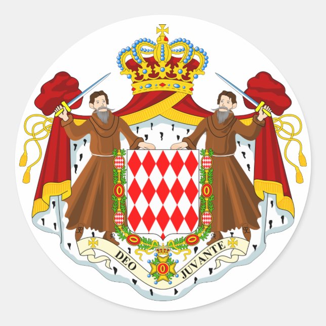 Monaco-Offizielle Wappen-Heraldry-Symbol Runder Aufkleber (Vorderseite)