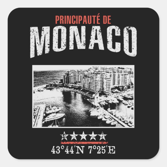 Monaco Quadratischer Aufkleber (Vorderseite)