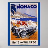 Monaco Reiseplakat, Auto 1936,