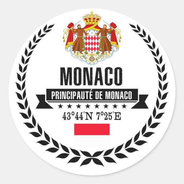 Monaco Runder Aufkleber (Vorderseite)