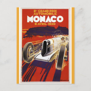 Monaco Vintage Grand Prix Reise Postkarte
