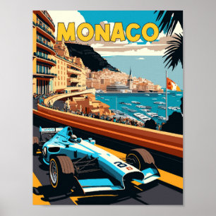 Monaco Vintage-Reiseillustration Poster