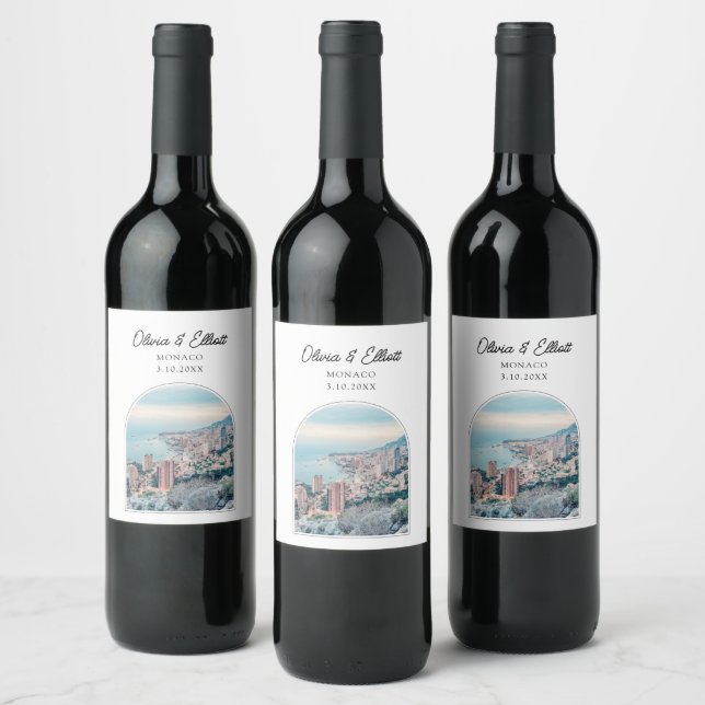 Monaco Wedding Wine Label Weinetikett (Flaschen)