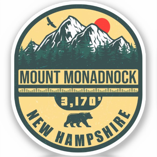 Monadnock New Hampshire Vintag Souvenirs Aufkleber (Vorderseite)