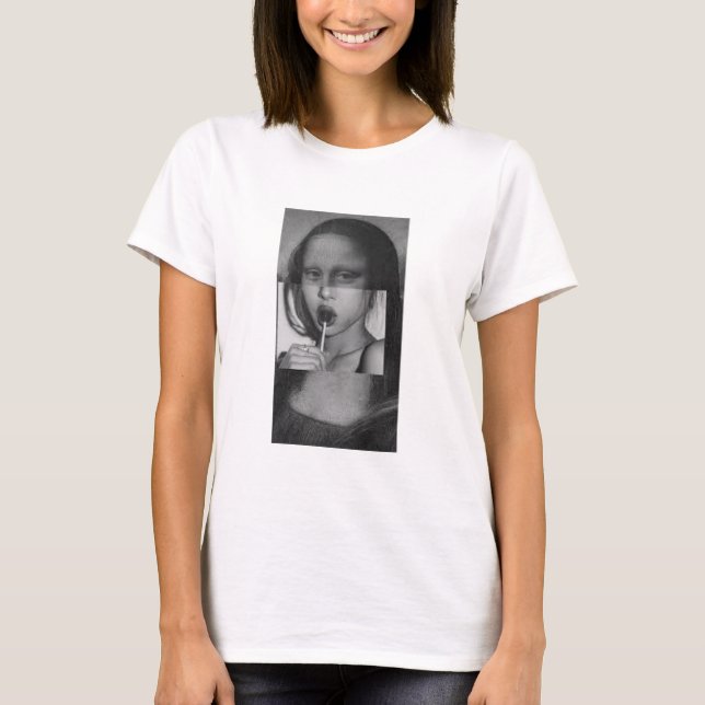 Monalisa with a Lollipop T-Shirt B&W (Devant)
