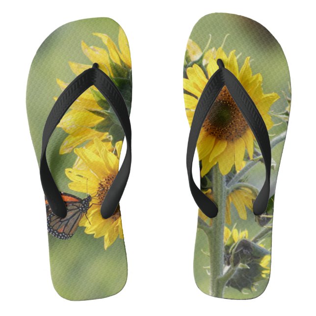 Monarch auf Sonnenblumen drehen Flip Flops (Fußbett)