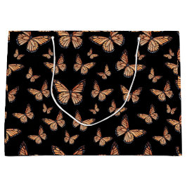 Monarch Butterfliegen auf Schwarz Große Geschenktüte