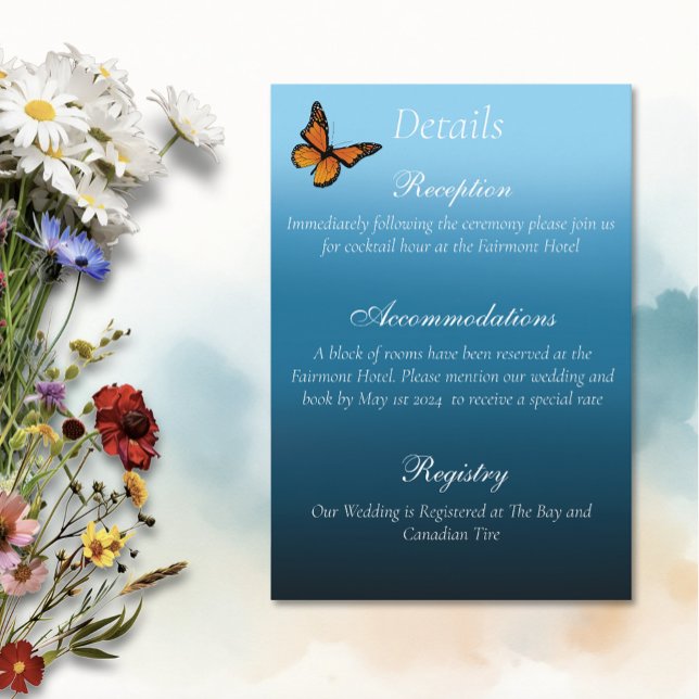 Monarch Butterflies Blue Ombre Begleitkarte (Von Creator hochgeladen)