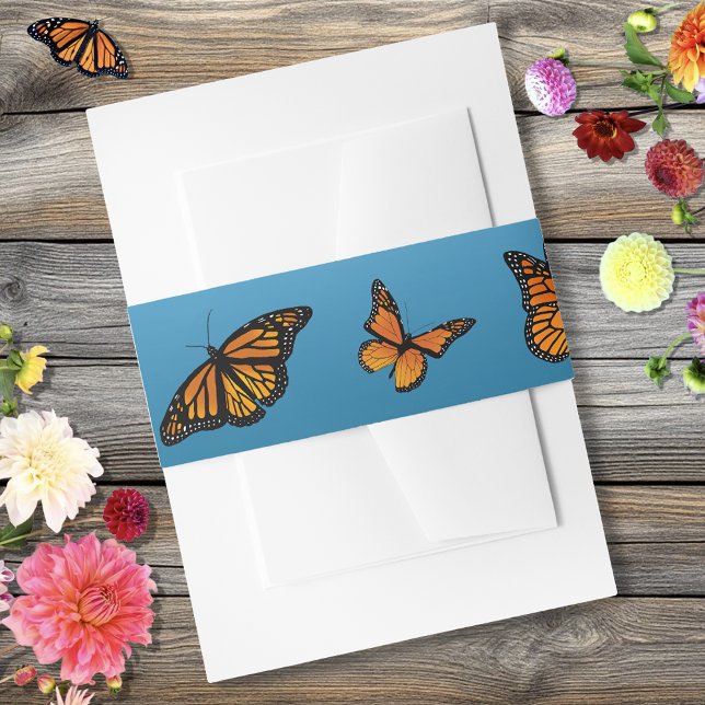 Monarch Butterflies Blue Ombré Einladungsbanderole (Von Creator hochgeladen)