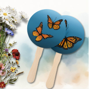 Monarch Butterflies Blue Ombre Fächer
