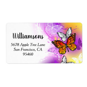 Monarch Butterflies on Purple Background