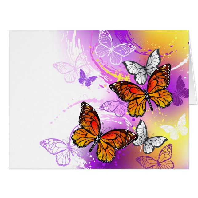 Monarch Butterflies on Purple Background (Vorderseite (Horizontal))
