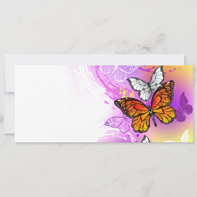 Monarch Butterflies on Purple Background Ankündigung (Vorderseite)