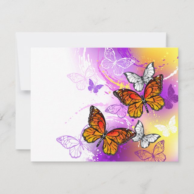 Monarch Butterflies on Purple Background Ankündigung (Vorderseite)