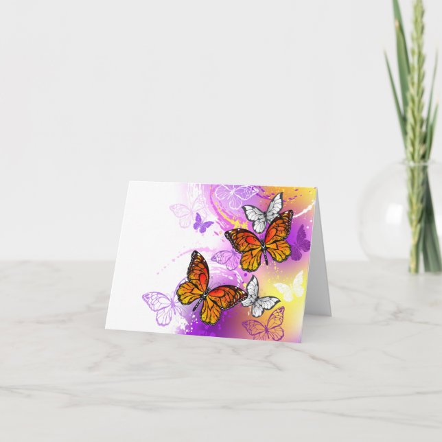 Monarch Butterflies on Purple Background Ankündigung (Vorderseite)