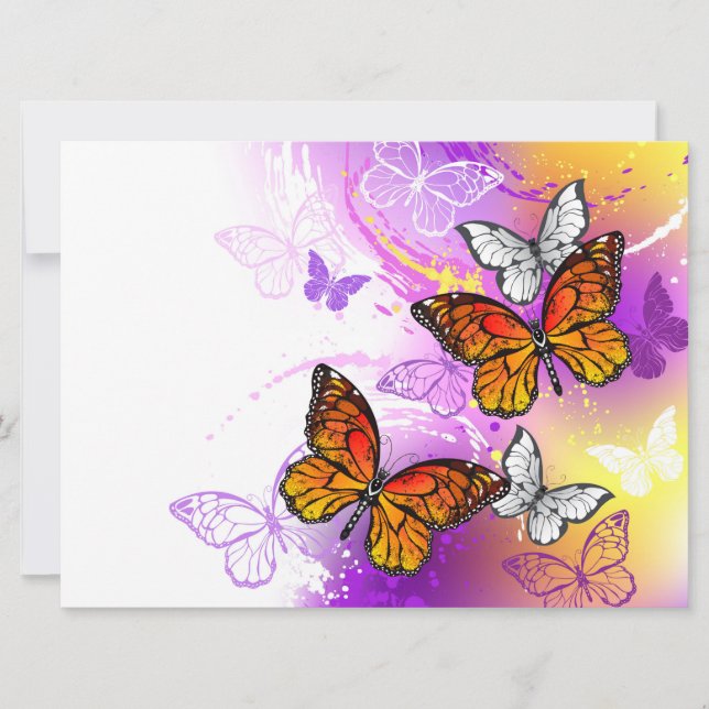 Monarch Butterflies on Purple Background Ankündigung (Vorderseite)