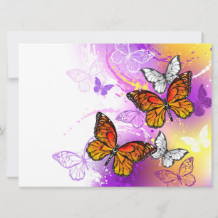 Monarch Butterflies on Purple Background Ankündigung