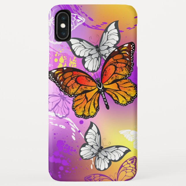 Monarch Butterflies on Purple Background Case-Mate iPhone Hülle (Rückseite)
