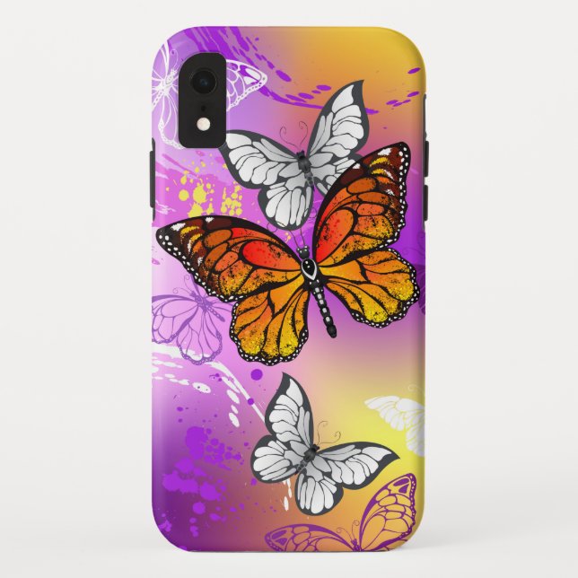 Monarch Butterflies on Purple Background Case-Mate iPhone Hülle (Rückseite)