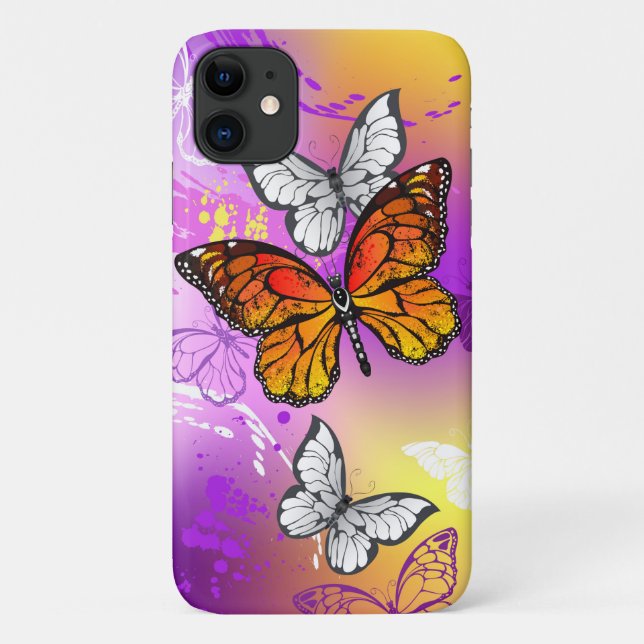 Monarch Butterflies on Purple Background Case-Mate iPhone Hülle (Rückseite)