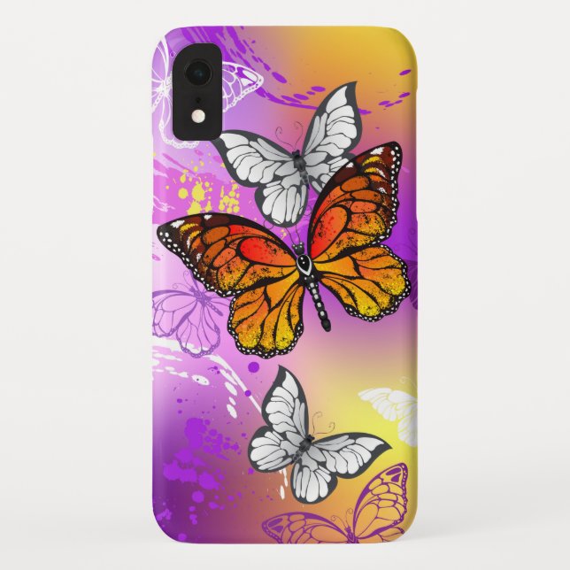 Monarch Butterflies on Purple Background Case-Mate iPhone Hülle (Rückseite)